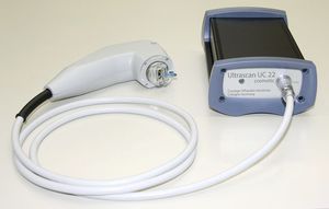 Ultraschallgerät / plattformmontiert, Tischmodell / für kutane Ultraschall Untersuchung / Schwarz-Weiss