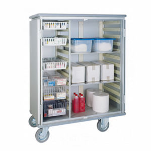Krankenhaus-Schrank / mit Korb / 2 Türen / auf Rollen