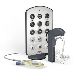 Cochleaimplantat / implantierter Teil / Fernbedienung / Hinter-dem-Ohr-Prozessoren / ferngesteuert
