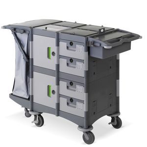 Wagen für Reinigungsmaterial / mit Schublade / mit Tür / mit Beutel
