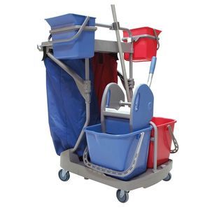 Wagen für Reinigungsmaterial / mit Eimer / 2 Säcke
