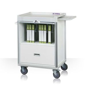 Transportwagen / für Krankenakten / mit Schublade / horizontaler Zugang