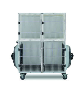 Tierärztlicher Käfig / 4 Abteile / Polyethylen / mit Trockner