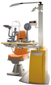 ophthalmologische Arbeitsstation / mit Stuhl