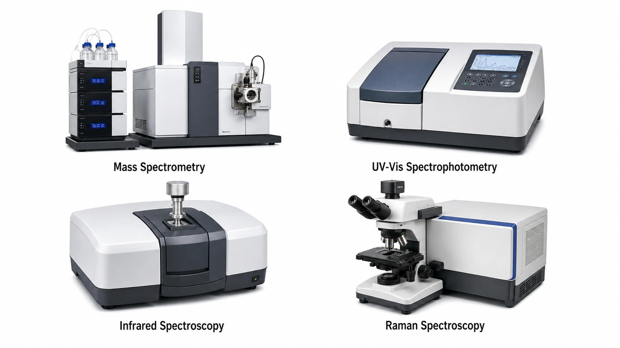 Nahaufnahme eines hochauflösenden Spektrometersensors und eines optischen Detektor-Arrays im Inneren eines professionellen medizinischen Diagnosegeräts.