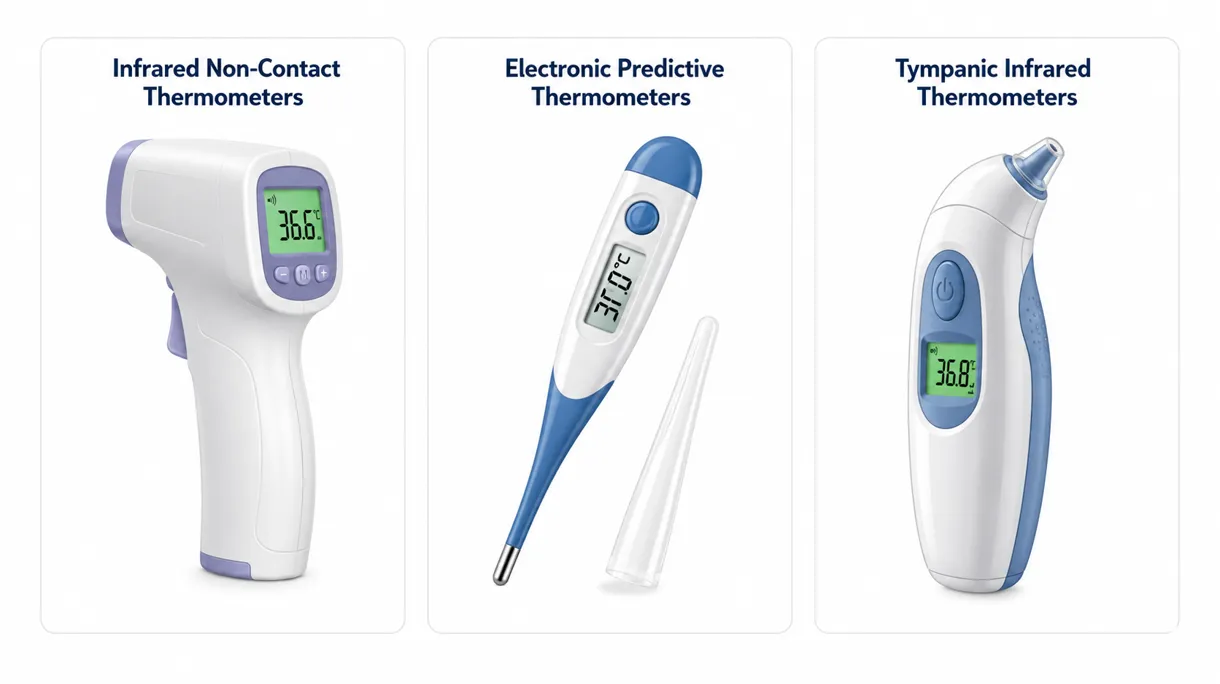 Nahaufnahme einer digitalen Sensoreinheit eines klinischen Thermometers, die die hochpräzise Thermomessung und Sondendetails hervorhebt.