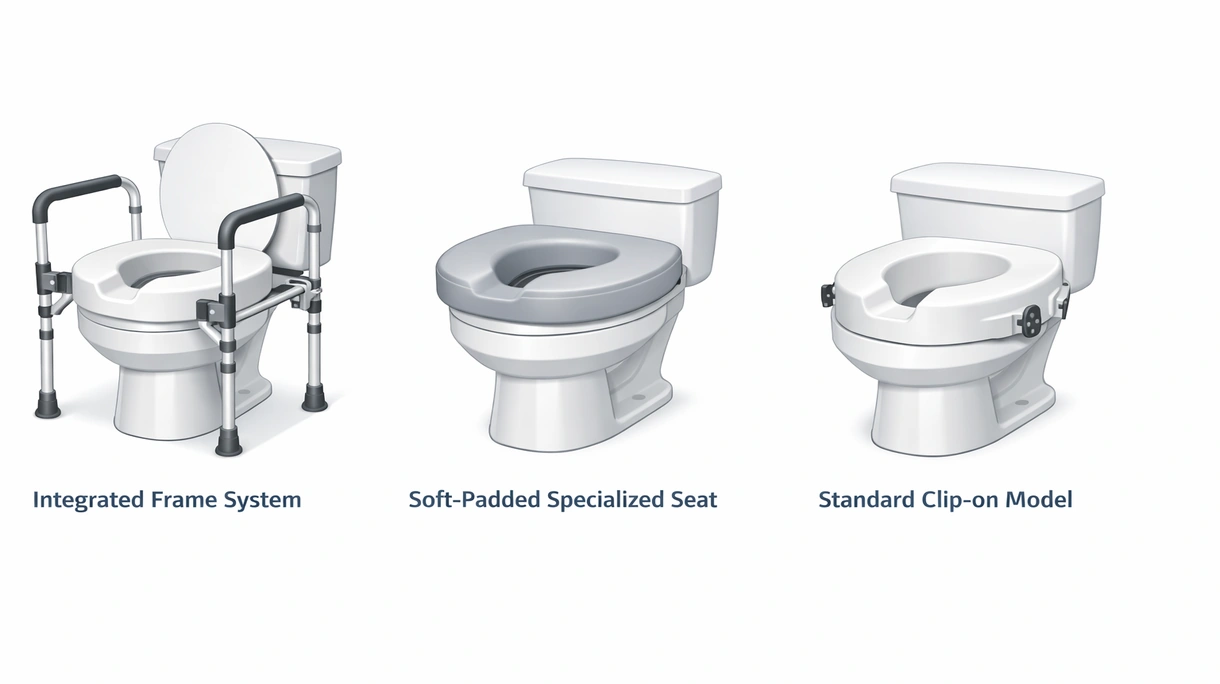 Technisches Detail eines sicheren Verriegelungsmechanismus an einer medizinischen Toilettensitzerhöhung, das die einstellbaren rutschfesten Knäufe zeigt.