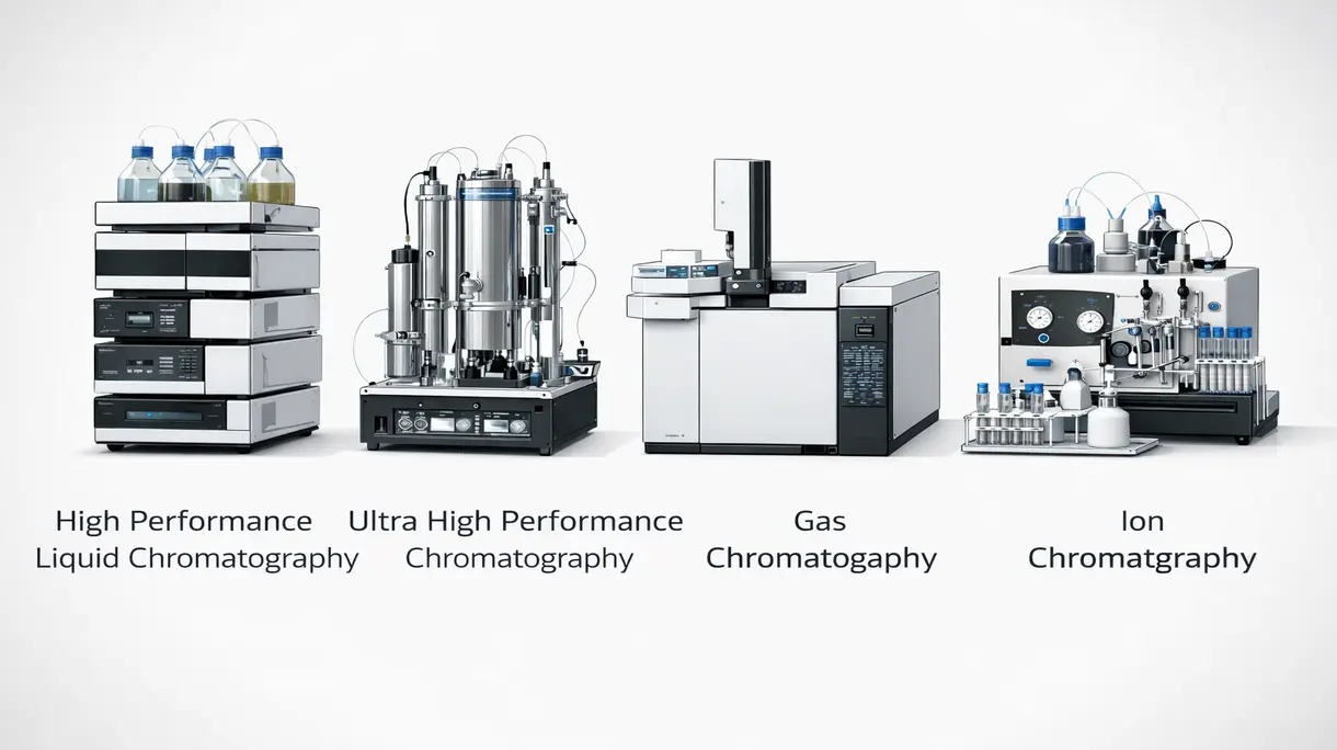 Detaillierte Nahaufnahme einer Hochdruck-Chromatographiesäule mit präzisen Fluidikverbindungen und analytischen Edelstahlkapillaren.