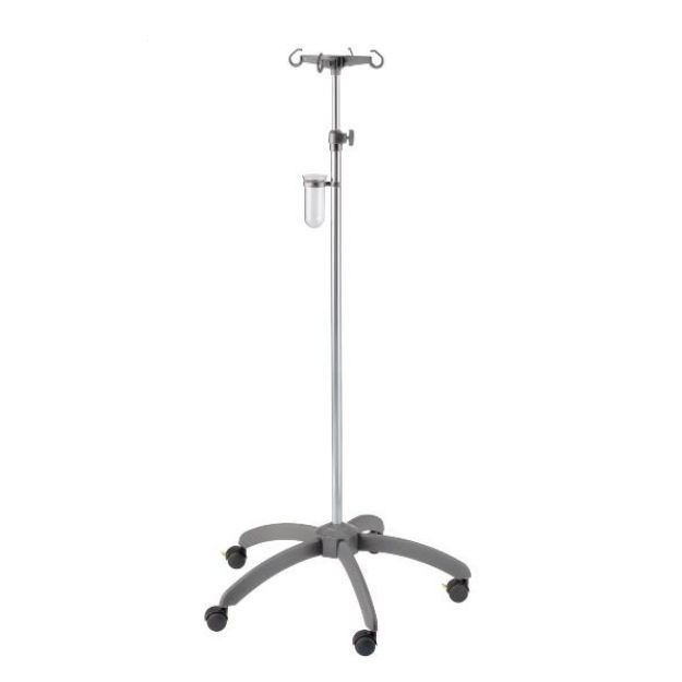 Infusionsständer Auf Rollen Aus Edelstahl – Höhenverstellbar, Für 4 Flaschen, Mit Glashalter