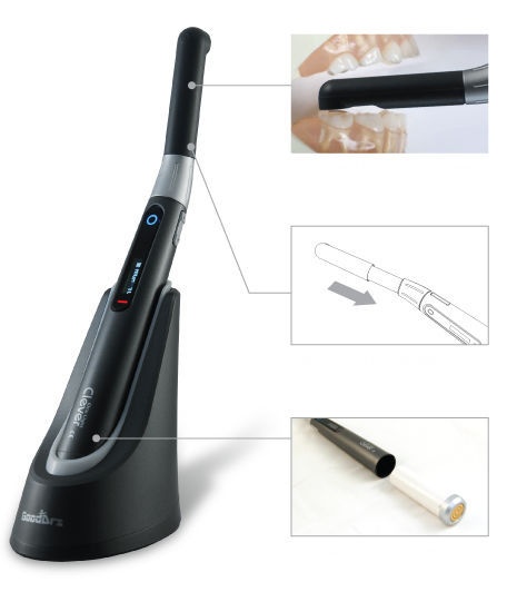 Dental LED Polymerisationslampe 5W 2000mW | Kabellos & Schwarz | Für Zahnbehandlungen