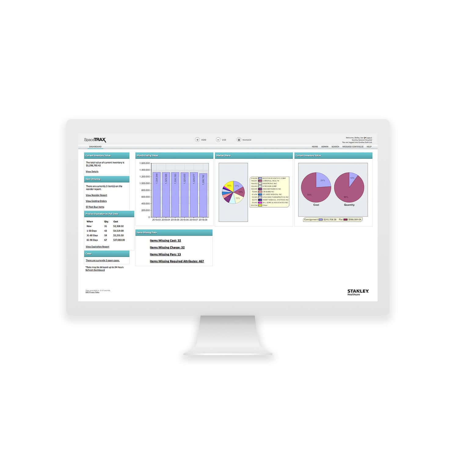 Medizinische Software SpaceTRAX Securitas Healthcare Management / Steuerung / Druck