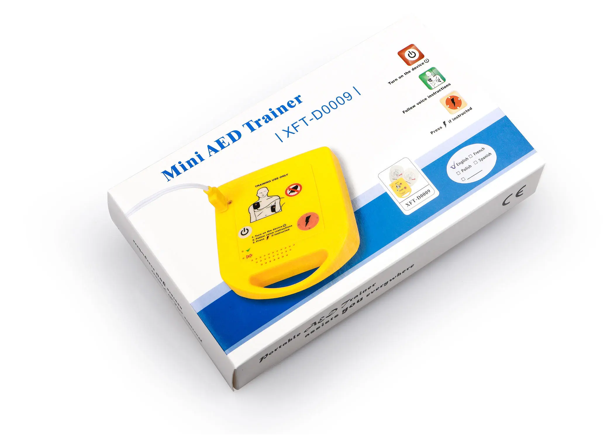 Mini AED Trainer Défibrillateur De Formation En Français - XFT-D0009 Portable Pour Cours RCP, Idéal Stagiaires Débutants Et Instructeurs