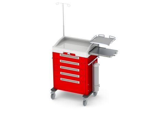 Notfallwagen - CRT-M39-KL-44448 - Pegasus Medical Concepts - mit Träger für Defibrillator / mit Infusionsständer / mit Schublade