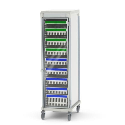 Wagen für medizinische Geräte - Pegasus Medical Concepts - Lager / Aluminium / mit Korb