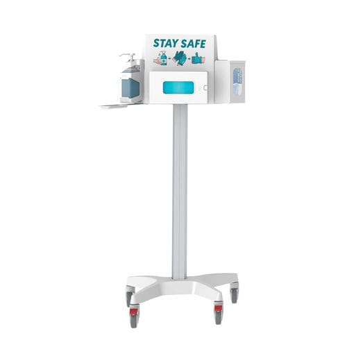Hygienestation auf Rollen - Pegasus Medical Concepts - mit Desinfektionsgelhalter / mit Handschuhbox