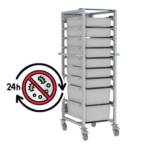 Wagen für Kliniken - Hygieia Single U Antimicrobial - Pegasus Medical Concepts - Sterilisation / für sterile Materialien / für Sterilisationscontainer