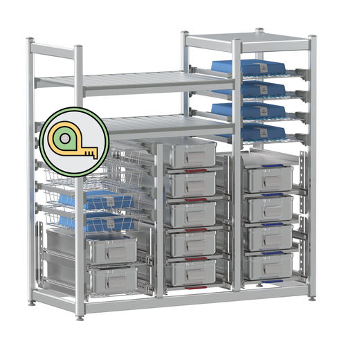 Modulares Lagerregal - SLS-CSPS - Pegasus Medical Concepts - Edelstahl / Aluminium / hohe Dichte