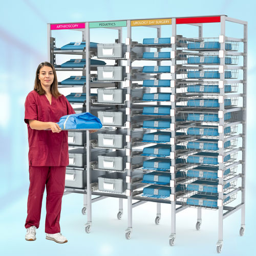 Sterilisations-Lagerregal - Hygieia Narrow SPD - Pegasus Medical Concepts - Aluminium / modular / hohe Dichte