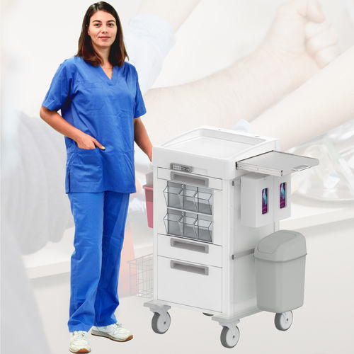 Medizinischer Wagen - ECOLINE 40x40  Phlebotomy Pro 1 - Pegasus Medical Concepts - für sterile Materialien / Labor / Medikamente