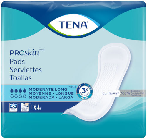 Slipeinlage für Frauen - PROSKIN MODERATE LONG - TENA - atmungsaktiv / Schachtel mit 60 Stück