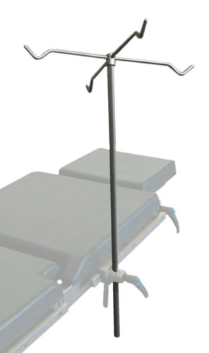 Infusionsständer auf Untersuchungstisch - A16/C - Nuova BN - 4 Haken / teleskopisch / Edelstahl