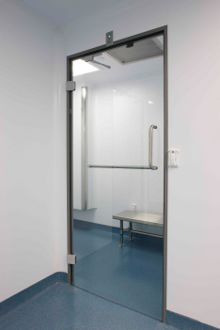 Tür für Reinraum - AES  - AES Clean Technology - einflügelig / Glas