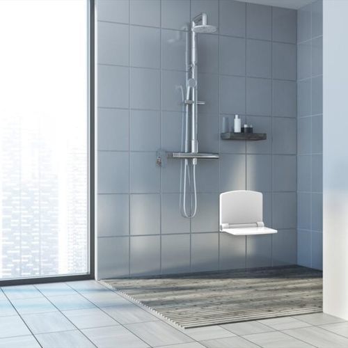 Duschsitz mit Rückenlehne - FDS-S - HealthCraft Products - zusammenklappbar / wandmontiert / Kunststoff