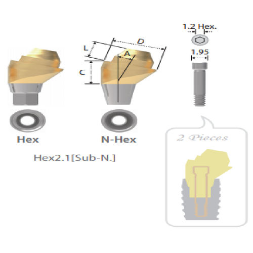 Implantat-Abutment / Titan - Sub-N. Multi A   - Cowellmedi - mit Außenverbindung / gerade / Multi-Unit