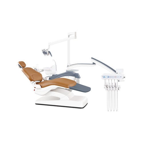 Dentaleinheit mit elektrisch bedientem Stuhl - ZA-208Q5 - Foshan Ziann Medical Apparatus Co., Ltd - mit flexiblem Kopfstück / mit Instrumententräger / mit LED-Licht