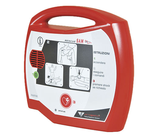 Halbautomatischer externer Defibrillator - Rescue Sam - Progetti S.r.l. - für öffentliche Bereiche / für den Hausgebrauch / zweiphasig
