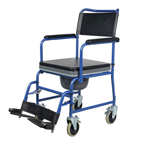 Garderobenstuhl mit Armlehnen - BES-BS052 - Besco Medical - auf Rollen / mit Eimer / mit Fußstütze