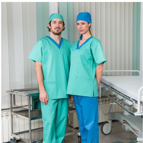 OP-Kittel / unisex - TIMO - aus Polyester / aus Baumwolle / blau