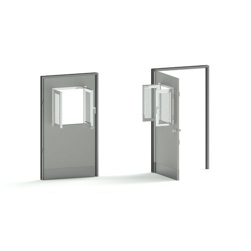 Tür für Krankenhaus - PLUSHINE series   - TBT Medical - einflügelig / Edelstahl / mit Glasfront