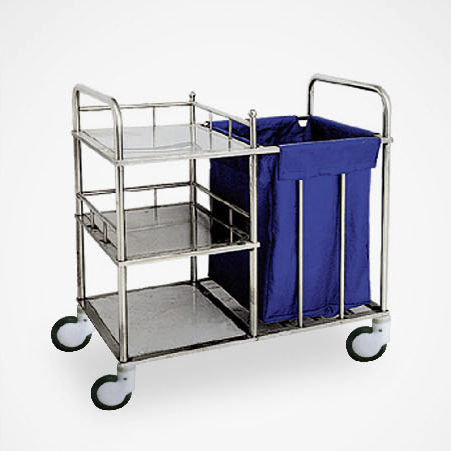 Sackhalterwagen für Kliniken - TBT Medical - Lager / Reinigung / mit 3 Regalbrettern