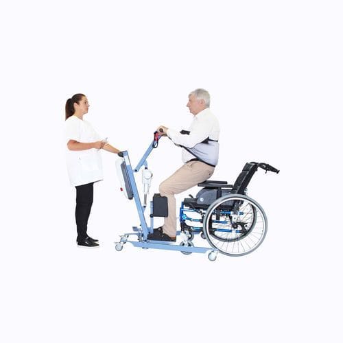 Elektrische Aufstehhilfe - BLUE WAYUP OL - Nausicaa Medical - auf Rollen / mit Gurtwerk / zum Gehen