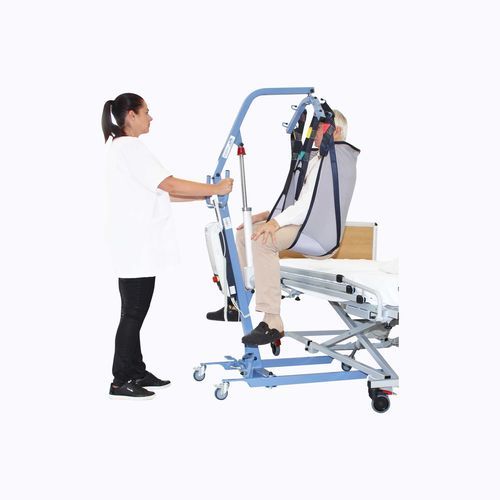 Manueller Patientenlifter - BLUE FLYER - Nausicaa Medical - auf Rollen / Hub / zusammenklappbar