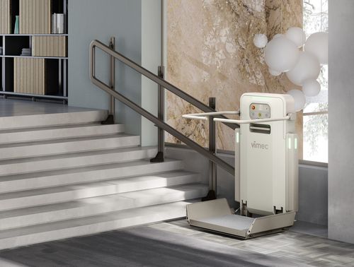 Treppenlift für Rollstühle - V6 - Vimec - für gerade Treppen / für Humanmedizin / Plattform