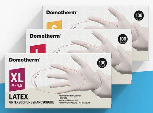 Latexhandschuh - PZN-17247667 - Domotherm - für Untersuchungen / hypoallergen / puderfrei