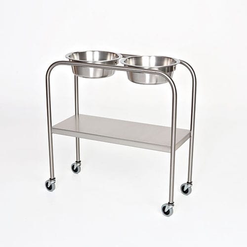 Schalenhalter mit zwei Schalen - MCM 100 series - Mid Central Medical - zur Montage auf Rollwagen / Edelstahl