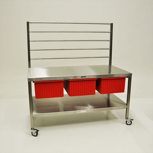Sterilisations-Arbeitsfläche - MCM-596 - Mid Central Medical - mit Stauraum / Edelstahl