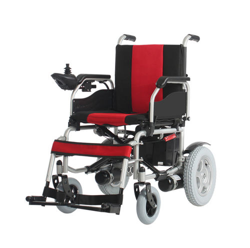Elektrischer Rollstuhl - JRWD 501 RED/BLACK - Jerry Medical - zur Nutzung im Freien / für den Innenbereich / zusammenklappbar