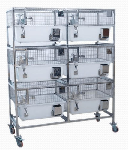 Tierkäfig für Kaninchen - RBINT-PP-01 - Meditech Technologies India - 6 Abteile / Polypropylen / mit 3 Regalbrettern