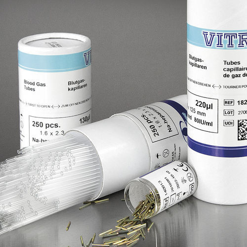 Probenahmeröhrchen zur Blutgasanalyse - 182513 - Vitrex Medical A/S - zylinderförmig / Kapillarblut / Kunststoff