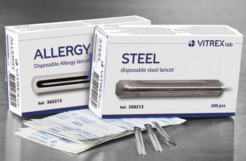 Allergietest-Lanzette - 355213 - Vitrex Medical A/S - steril / Edelstahl / Kapillarblut