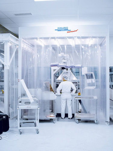 Modularer reinraum - CleanFlowCell® F12 - SCHILLING ENGINEERING - eingebaut / Weichwand