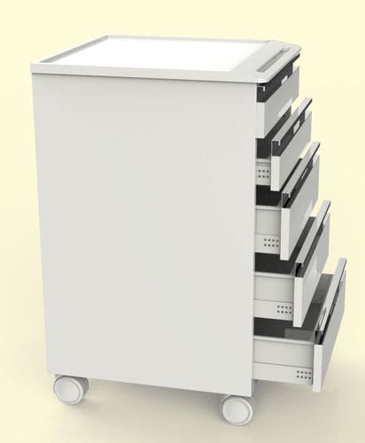 Abstellschrank - Mc06 - FXMEDICA - für Zahnarztpraxis / mit Schublade / auf Rollen