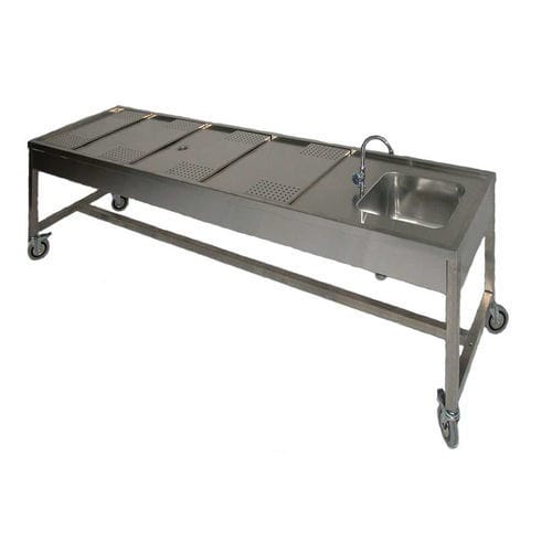 Tisch für Autopsie - CT97 F/W - comfit s.r.l - zum Sezieren / rechteckig / auf Rollen