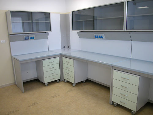 Laborarbeitsfläche - COM-Lab 1 - comfit s.r.l - mit Stauraum / modular / wandmontiert