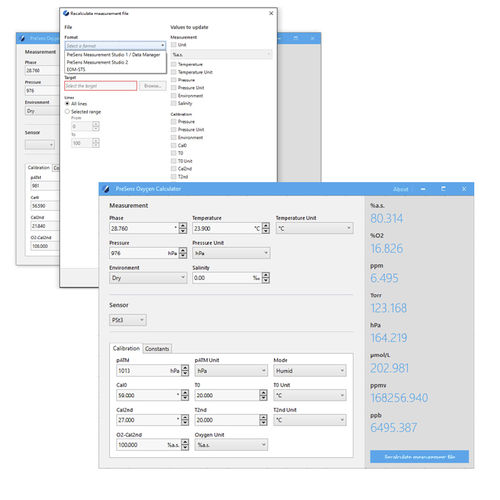 Messsoftware - PreSens Oxygen Calculator - PreSens Precision Sensing GmbH - Kalibrierung / Labor / Windows