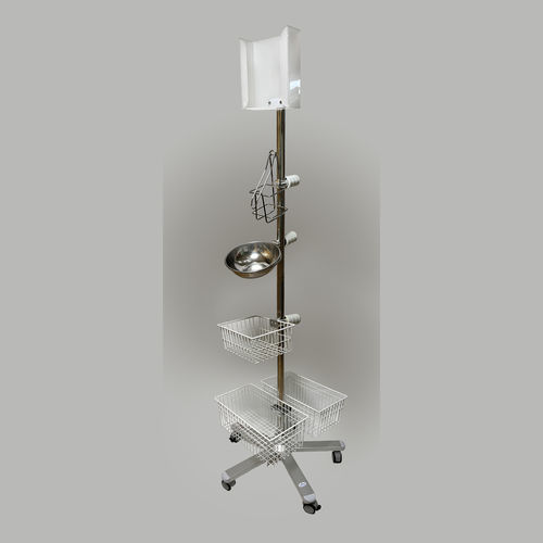 Hygienestation auf Rollen - HJ 01 0001 - Çağdaş Medical - mit Desinfektionsgelhalter / mit Korb / mit Handschuhbox